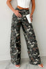 Green Camo Denim Cargo Wide Leg Pants by Wild and Free Boutique