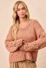 BiBi Chunky Knit Sweater with Flower Detail Sleeves by FitiqueFit