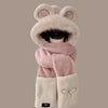 Bow-style Warm Three-piece Set Winter Cycling Windproof Scarf And Gloves Combo by My Store