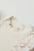 Ruffle Flutter Sleeve Mock Neck Ribbed Top