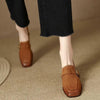 Women's Retro British Style Chunky Heel Leather Shoes – Round Toe Commuter by FitiqueFit
