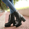 Women’s Chunky Heel PU Martin Boots | Large Size High Heel Boots by FitiqueFit