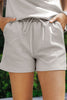 Black 2pcs Solid Textured Drawstring Shorts Set