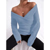 Women's Off-Shoulder Crossover Knit Sweater – Slim Fit Long Sleeve by FitiqueFit