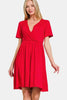 Surplice Short Sleeve Brushed DTY Dress For Dress – Elegant, Flattering Surplice Neckline, Soft Brushed Fabric, Comfortable and Versatile Dress for All-Day Wear by Stevvex
