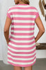 Simple Contrast Striped Round Neck Short Sleeve Mini Dress Casual & Comfortable Everyday Dress for Women by Stevvex