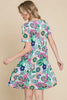 Ruched Floral V-Neck Short Sleeve Summer Dress – Flattering and Feminine Dress with a Chic V-Neckline and Ruched Detailing by Stevvex