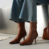 Women’s Cowhide Pointed Toe Stiletto Ankle Boots – Back Zipper High Heel Booties by FitiqueFit