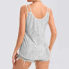 Sequin V-Neck Camisole – Rhinestone Strap Sparkly Top by FitiqueFit