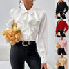 Women’s Ruffled Collared Blouse | Long Sleeve Dressy Work Top by FitiqueFit
