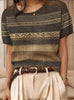 Women's Retro Short-Sleeve Jacquard Knit Top by FitiqueFit