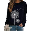 Womens Dandelion-Print Crew-Neck Long-Sleeve Loose Casual Sweatshirt by My Store