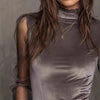 Women's Slim-Fit Lace Panel Mesh Top – Literary Retro Style by FitiqueFit