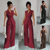 Women's Sleeveless Blazer & Straight-Leg Pants Two-Piece Set by FitiqueFit