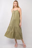 Ruffled A-Line Midi Cami Dress – Ruffled Midi Dress, A-Line Cami Dress, Feminine Ruffled Dress, Summer Cami Dress, Comfy Cotton Dress, Sleeveless Midi Dress, Breezy Casual Dress by Stevvex