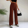 Women's High-Waisted Straight Flare Pants with Stitching Detail by FitiqueFit