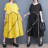 Loose Casual Contrast Color Slimming Pleating Dress
