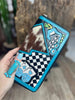 Turquoise Rocker Electric Rodeo Large Zippered Wallet by Neon Spur