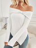 Off-Shoulder Ribbed Knit T-Shirt by Wild and Free Boutique