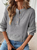 Ribbed Button Detail Long Sleeve T-Shirt by Simply Love
