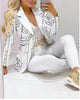 Women's Printed Coat & Trousers Two-Piece Set – 19 Prints, Casual Fashion Suit by FitiqueFit