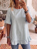Women's Striped Ruffle-Sleeve Loose-Fit Blouse – Three-Quarter Sleeve by FitiqueFit