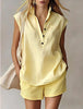 Women's Casual Sleeveless Cardigan Top & Shorts Set by FitiqueFit