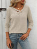 Ribbed Knit Long Sleeve Button Detail T-Shirt by Simply Love