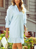 Blue Lightweight Ruffled Striped Mini Dress Chic Playful Dress for Women Charming Design Dress by Stevvex