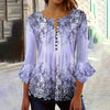 Women’s V-Neck 3/4 Sleeve Button-Front Tunic Blouse by FitiqueFit