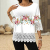 Printed Patchwork Three-Quarter Sleeve Top – Women's Loose Fit Pullover by FitiqueFit