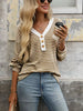 Striped Button Detail Long Sleeve T-Shirt by Simply Love