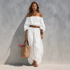 Women's Boat-Neck Sleeveless Cotton-Linen Maxi Dress by FitiqueFit