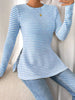 Slit Striped Long Sleeve Casual T-Shirt by Simply Love