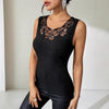 Black Ribbed Rhinestone-Decorated Vest T-Shirt Top by FitiqueFit