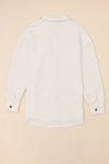 Solid Textured Flap Pocket Buttoned Shacket
