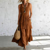 Women's Cotton Linen Sleeveless Loose Maxi Dress by FitiqueFit
