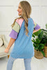 Bright Pink Twisted Ribbed Color Block Patchwork Henley Short Sleeve T Shirt by Wild and Free Boutique