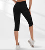 Women's High-Waisted Slim Capri Pants with Slit Hem — Black by FitiqueFit