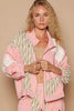 Modern Women Pink Applique Patchwork Zip-Up Jacket Artistic Details And Functional Design by Stevvex