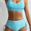 Bikini Twist Front V Neck High Waist 2 Piece Bikini Set for Women – Stretchy Tie Back Swimsuit with Drawstring Lace Up and Comfortable Fit – Trendy Solid Color Swimwear for Beach Days Pool Parties and Summer Vacations by Stevvex
