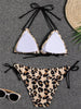 Sunset Bloom 2-Piece Triangle Bikini Set for Women – Vibrant Random Floral Print Halter Neck Swimsuit with Tie-Back Tie-Side Bottoms & High Cut Legs – Women's High-Stretch Swimwear for Summer Beach Escapes by Stevvex