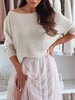 Bow Back Boat Neck Batwing Sleeve Sweater