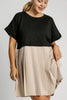 Black Full Size Round Neck Dress with Side Pockets Plus Size Casual Women Outdoor Dress by Stevvex