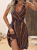 Women’s Deep V-Neck Striped Slip Dress by FitiqueFit