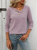 Ribbed Knit Long Sleeve Button Detail T-Shirt by Simply Love