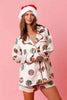 Women’s Satin Santa Claus Pajama Set | Christmas Print Two-Piece Loungewear by FitiqueFit