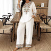 Women’s Ethnic Two Piece Set with Long Sleeve Shirt and Cropped Pants by FitiqueFit
