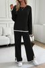 Devine Contrast Trim Round Neck Top and Pants Set by Wild and Free Boutique