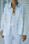 Black Contrast Leopard Denim Jacket